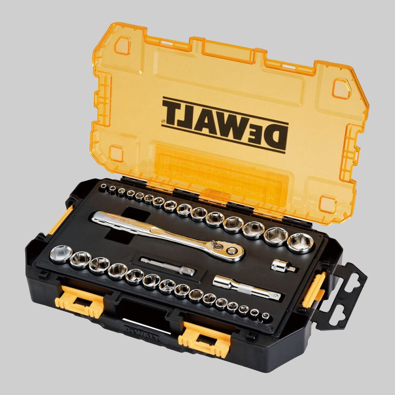 DEWALT 34-Piece Mechanics Socket Tool Kit with Stackable Carry Case