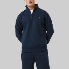 Jack Wills Herren-Sweatshirt „Barchester“ mit 1/4-Reißverschluss in Schiefergrün