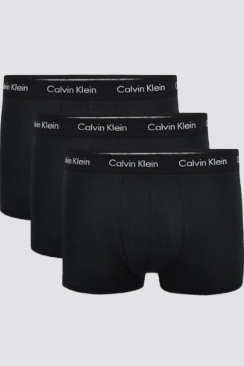 COTTON STRETCH LOW RISE TRUNKS - 3 PACK - BLACK WB