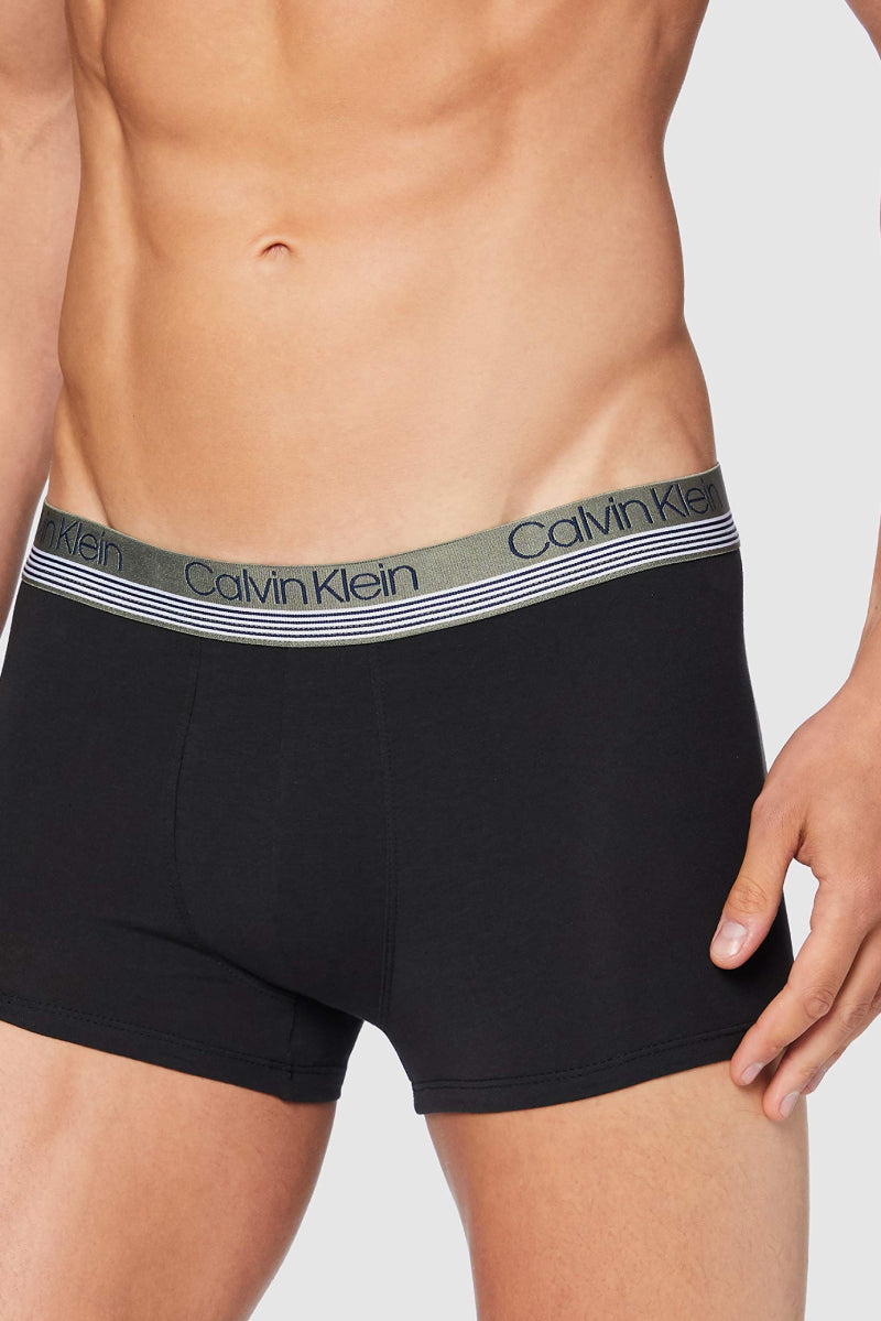 Calvin Klein - Mens Underwear Multipack - Medium Rise - Calvin Klein Trunks - 3 Pack - Signature Waistband Elastic - MultiColoured