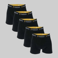 Farah Chorley 5-Pack Boxer Shorts for Men – Black