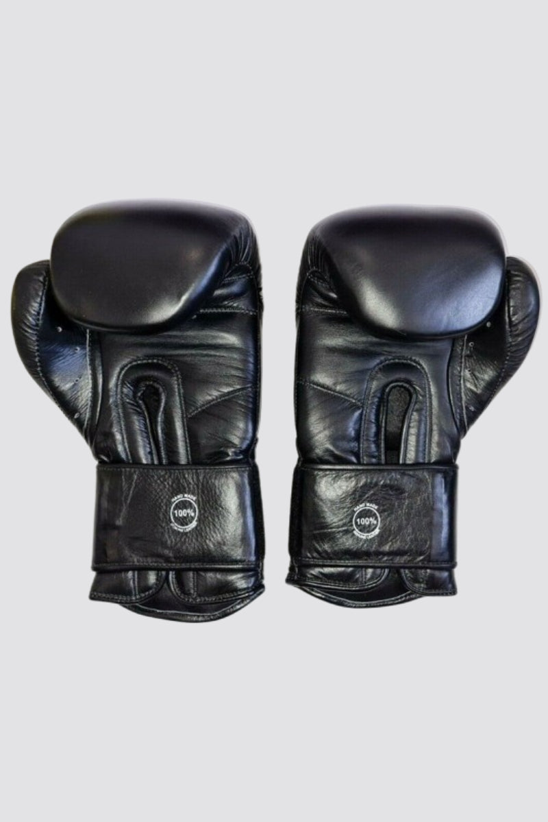 Leather Boxing Gloves Professional MMA Sparring Punch Bag Training Fight Black