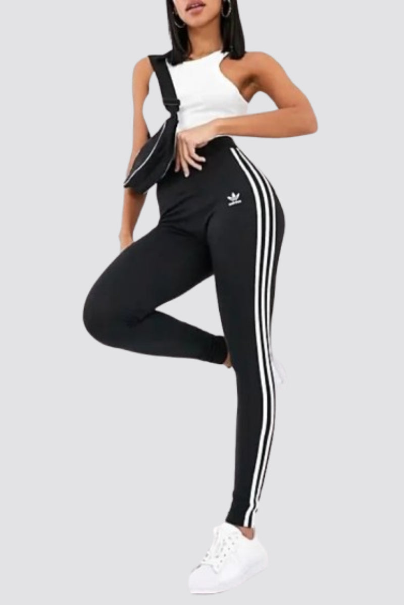 NEW ADIDAS ORIGINALS WOMEN'S TREFOIL TIGHTS ~ SIZE MEDIUM #H09426 BLACK