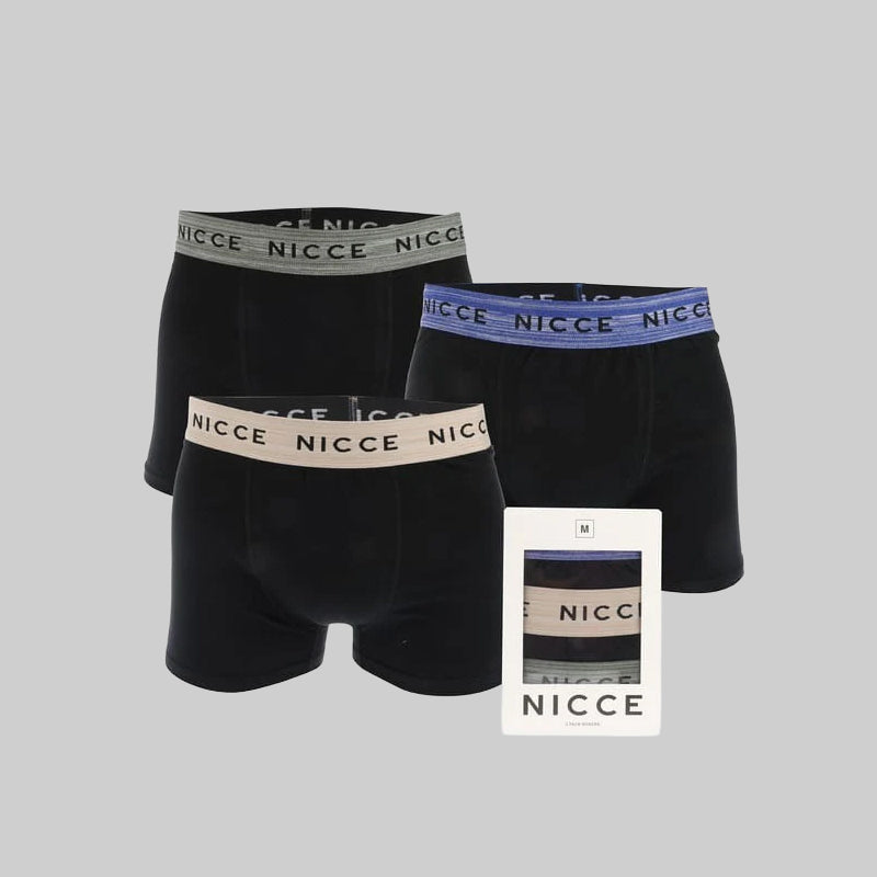 NICCE Platsa 3-Pack Boxer Shorts for Men – Black