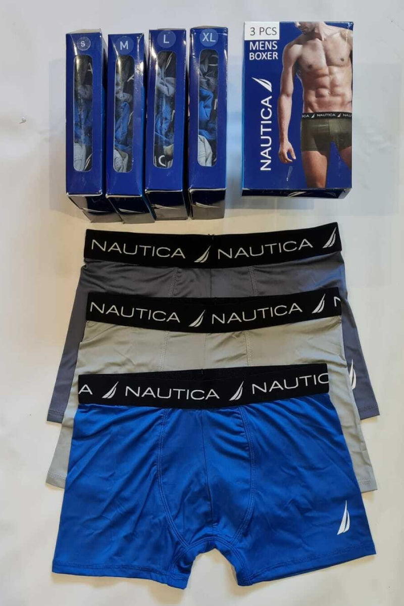 Nautica Mens Boxers Shorts 3 Pack Blue / grey Microfibre Underwear