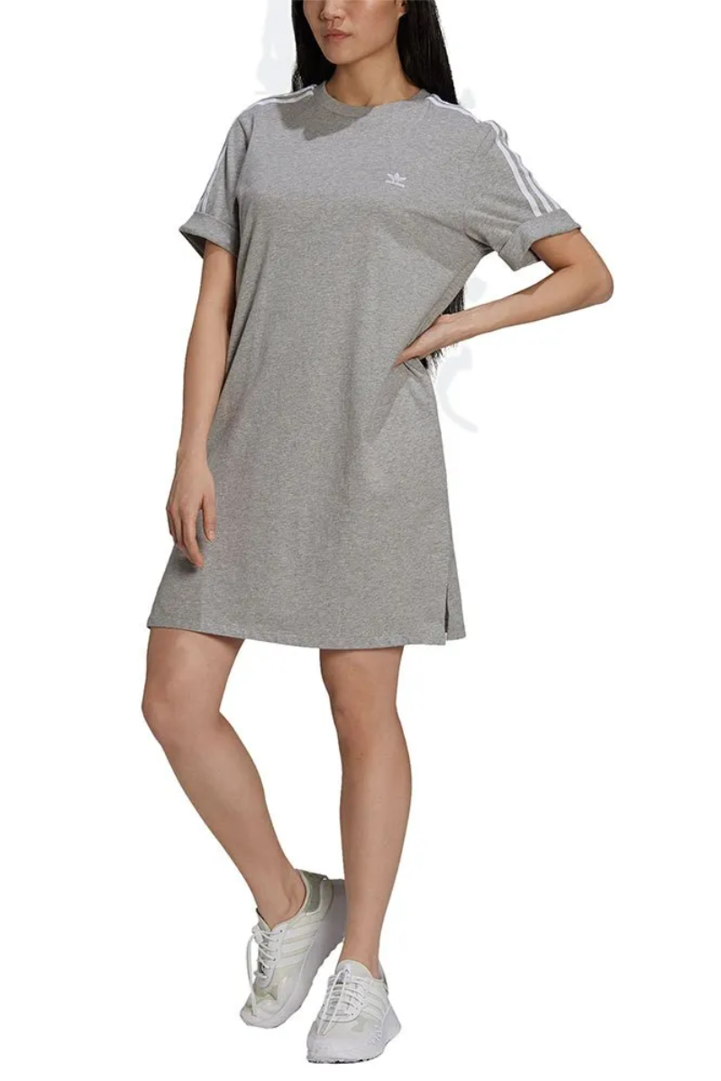 Adidas Originals Adicolor Classics Roll-Up Sleeve Tee Dress Grey Size