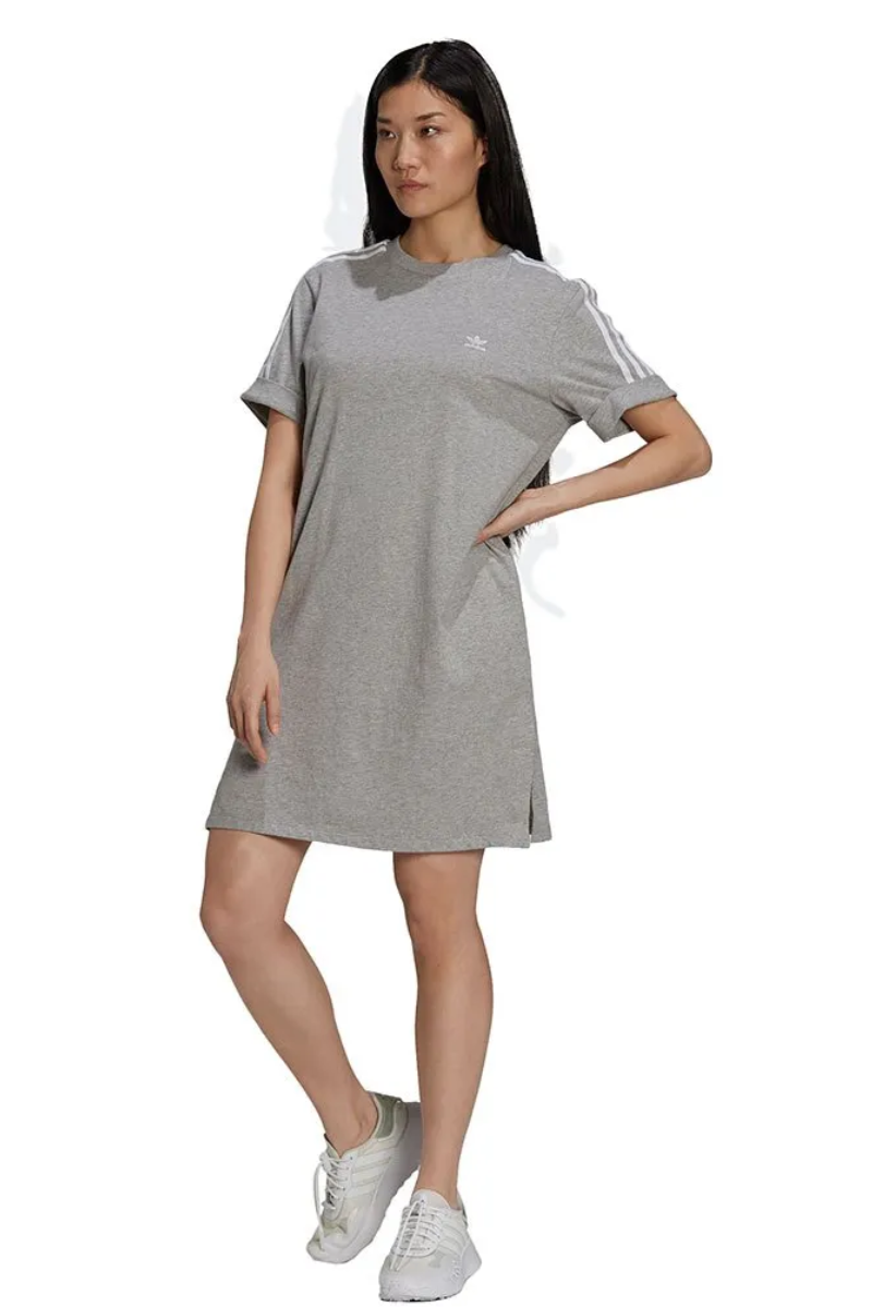 Adidas Originals Adicolor Classics Roll-Up Sleeve Tee Dress Grey Size