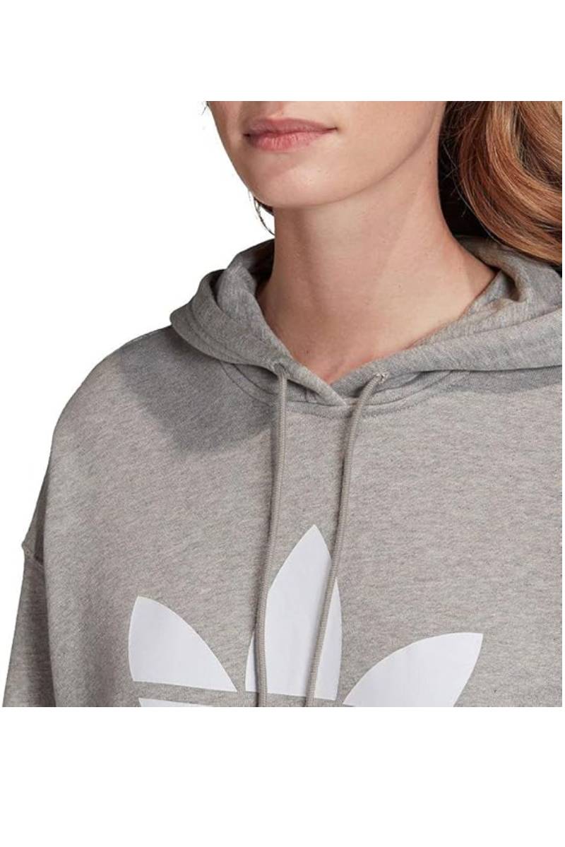 Adidas Women's TRF Hoodie Sweatshirt, Medium Grey Heather/White, 42