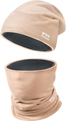 WK IEASON Winter Thermal Fleece Hat & Neck Warmer Set
