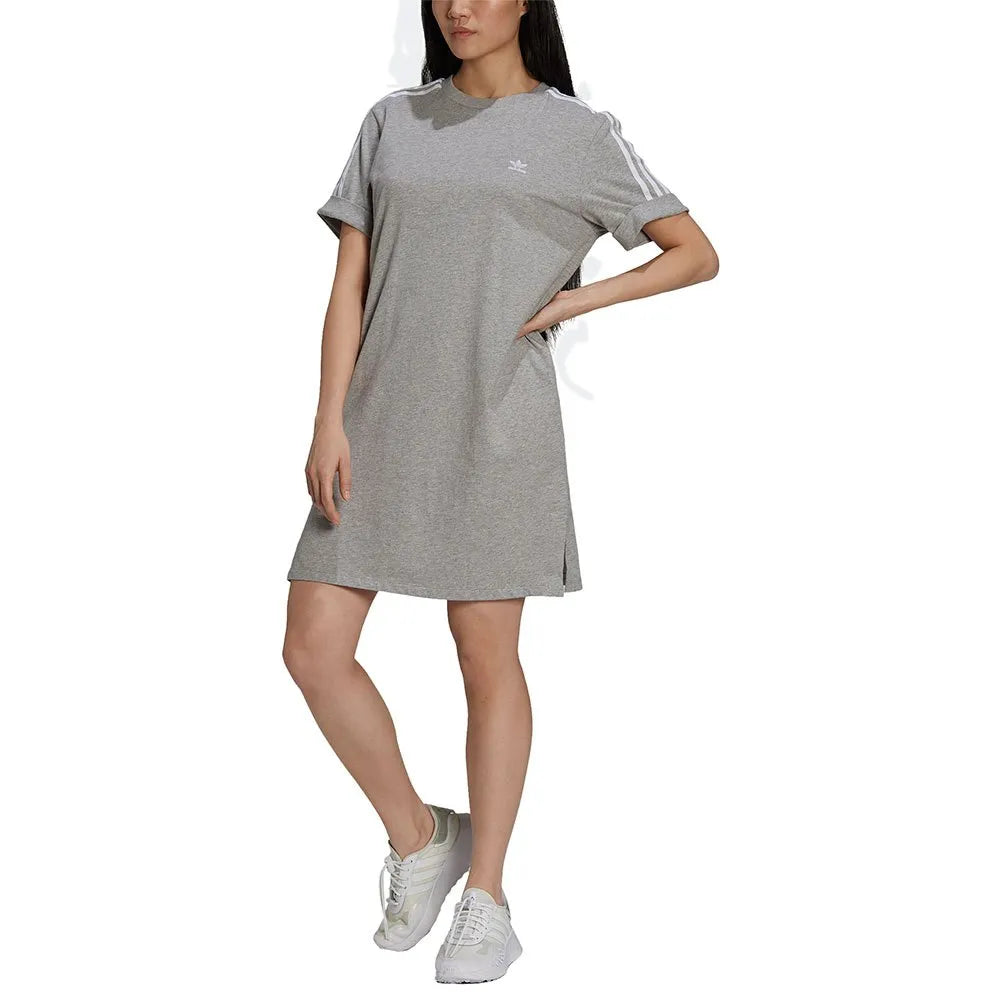 Adidas Originals Adicolor Classics Roll-Up Sleeve Tee Dress Grey Size