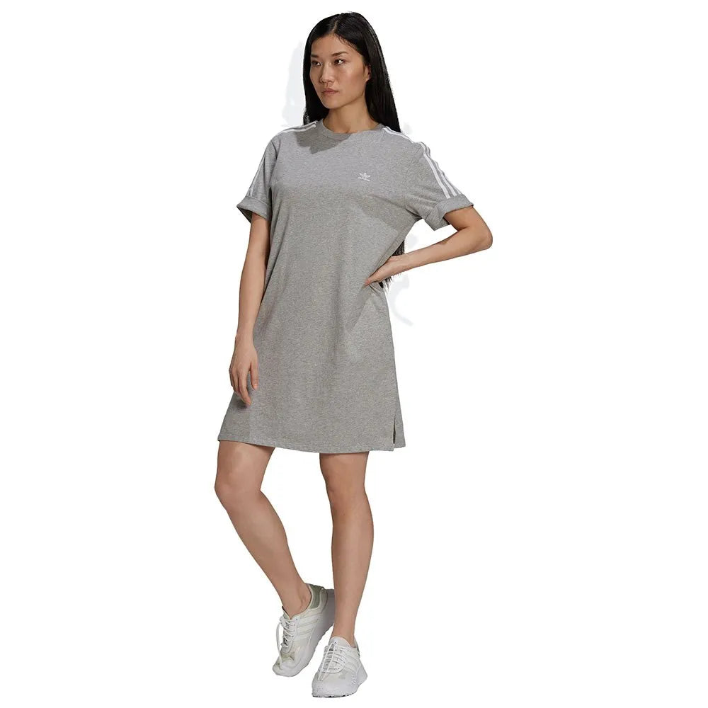 Adidas Originals Adicolor Classics Roll-Up Sleeve Tee Dress Grey Size