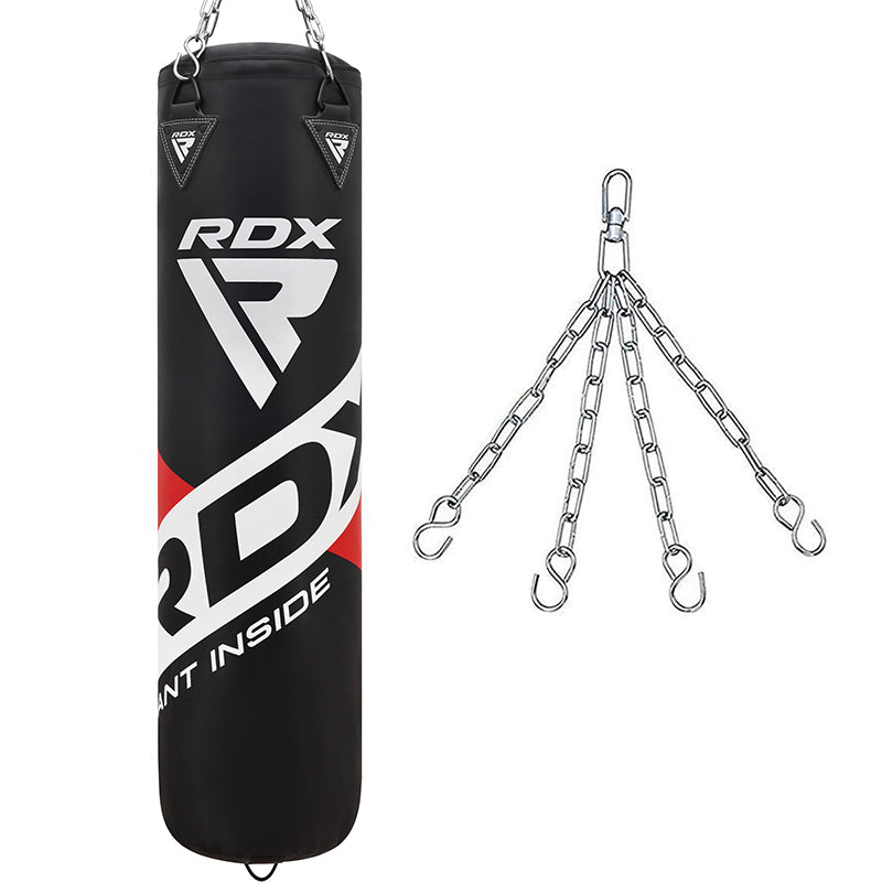 RDX F10 4ft / 5ft 2-in-1 Training Punch Bag Black Set