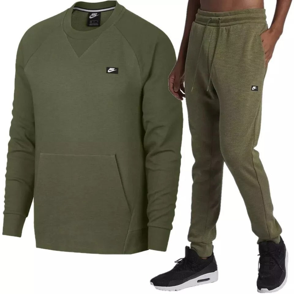 NIKE OPTIC CREWNECK TRACKSUIT SWEAT SHIRT AND JOGGERS BOTTOM 2 Pcs Green, Black