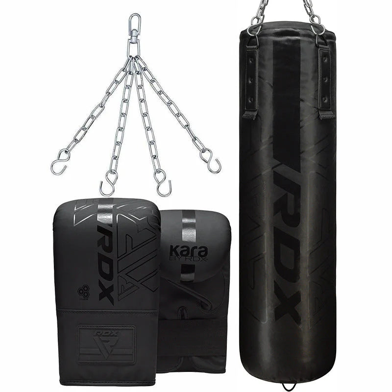 RDX F6 5ft Matte Black Punch Bag – 3PC Training Set