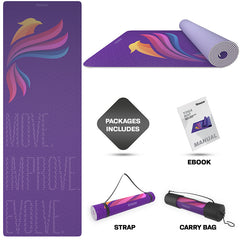 RDX D2 Iris 6mm PVC Yoga Mat Orchid Phoenix
