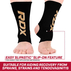 RDX AB Black Ankle Support Sprain Protection Compression Sleeve OEKO-TEX® Standard 100 certified