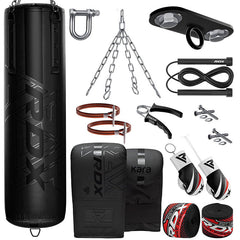 RDX F6 KARA 4ft / 5ft 13-in-1 Heavy Boxing Punch Bag & Mitts Set