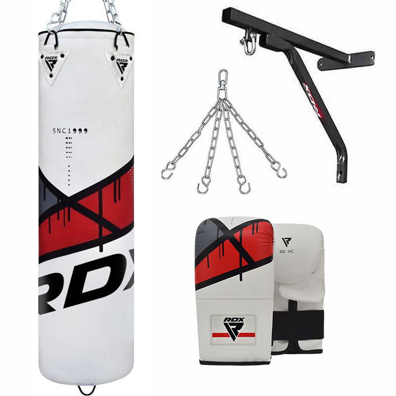 RDX F7 4ft / 5ft 4-in-1 Punch Bag with bag gloves & wall Bracket Set