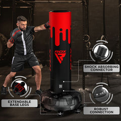 RDX F9 6ft Adults Free Standing Punch Bag With Bag Mitts For Training & Workout Set