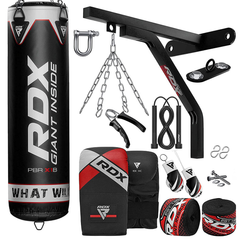 RDX X1 4ft / 5ft 17-in-1 Heavy Boxing Punch Bag & Mitts Set