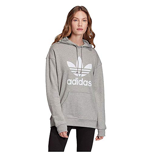 Adidas Women's TRF Hoodie Sweatshirt, Medium Grey Heather/White, 42